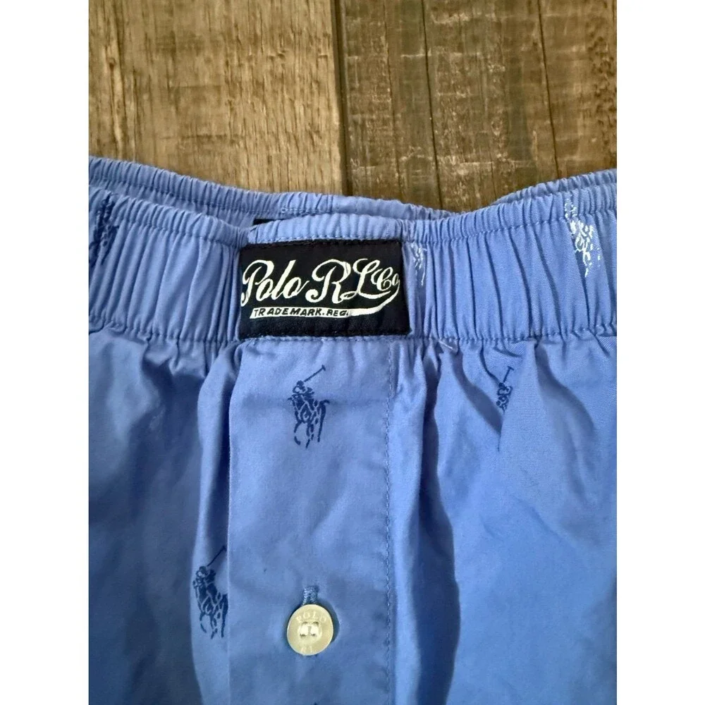 Men’s Polo Ralph Lauren Classic Fit Pony Print Boxer Shorts Sz. Large Blue